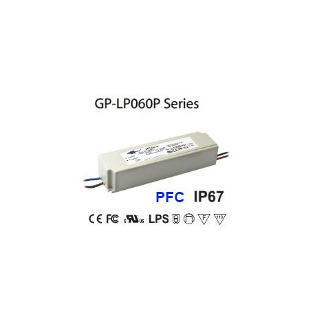 LP060P-48A Glacial Power LP060P-48A Alimentatore LED Glacial Power - CV/CC - 60W / 48V / 1250mA Alimentatori LED
