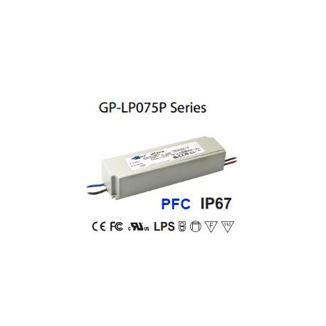 LP075P-24A Glacial Power LP075P-24A Alimentatore LED Glacial Power - CV/CC - 75W / 24V / 3125mA Alimentatori LED